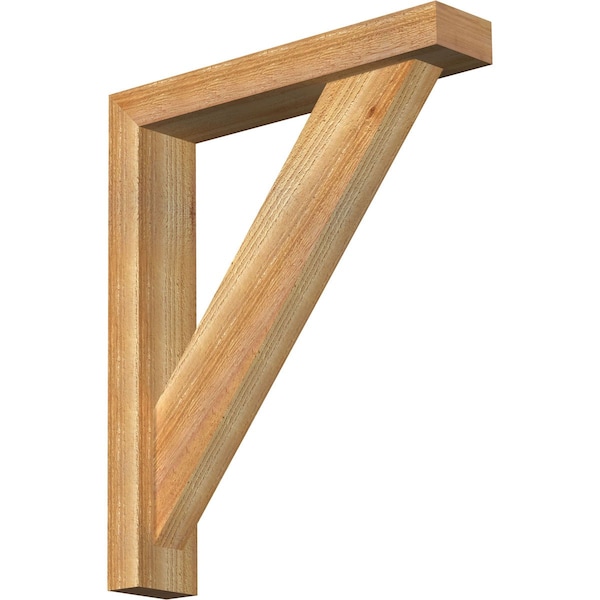 Ekena Millwork Traditional Block Rough Sawn Bracket w/ Offset Brace, Western Red Cedar, 4"W x 20"D x 24"H BKT0402X20X24TRA05RWR - main